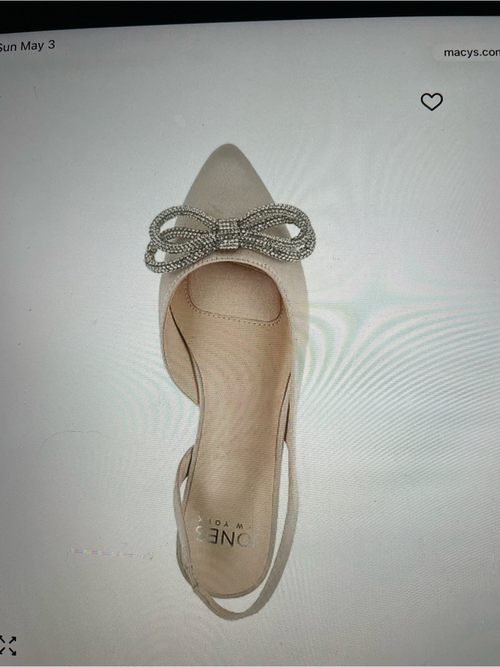 Nine West Blush Pointed Slingback Pump with Crystal Bow